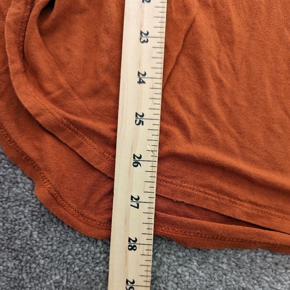 Old Navy long sleeve accent lace neck orange blouse size Medium - Picture 6 of 9